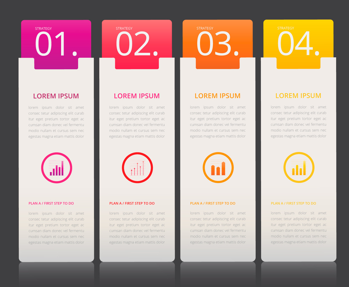 Vector Infographic Index Paper with Black Background Template.