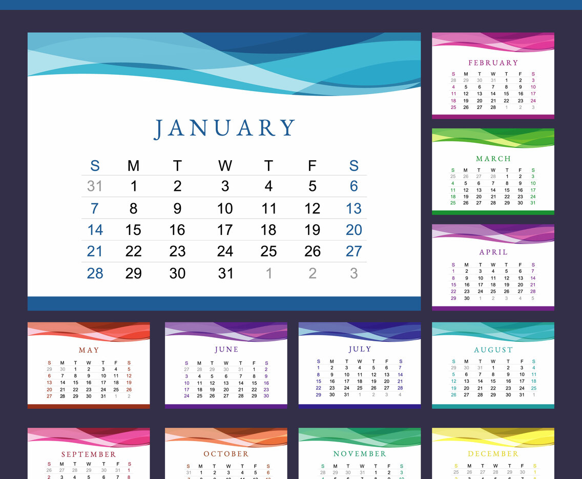Printable Calendar 2018 Vector Vector Art & Graphics