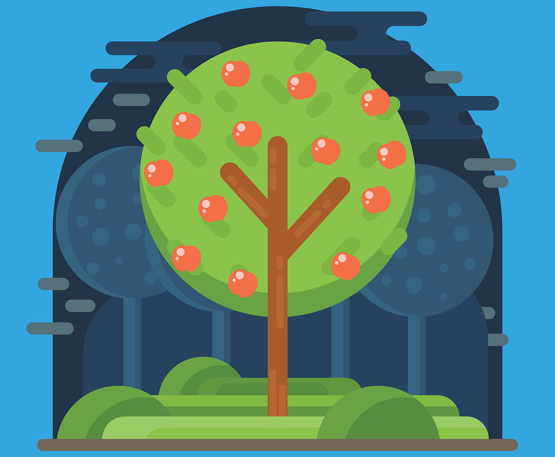 Peach Tree Vector Illustration