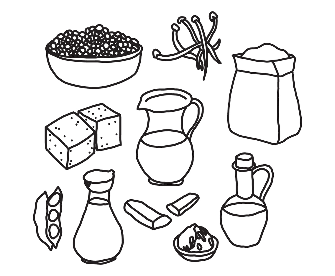 Black  White Doodles About Tofu And Other Vegan Proteins