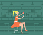 50s Girl in a Poodle Skirt Illustration Vector