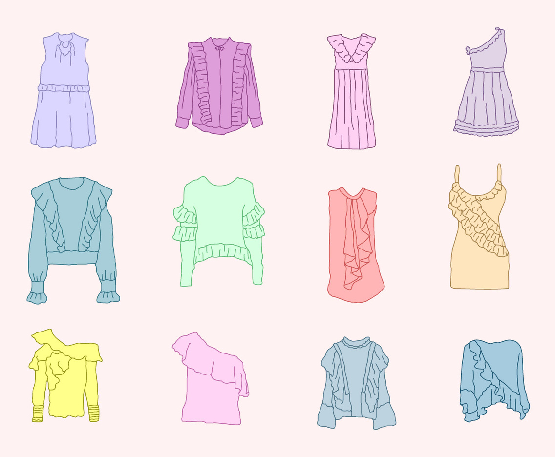 Unique Shirts with Frills Vectors