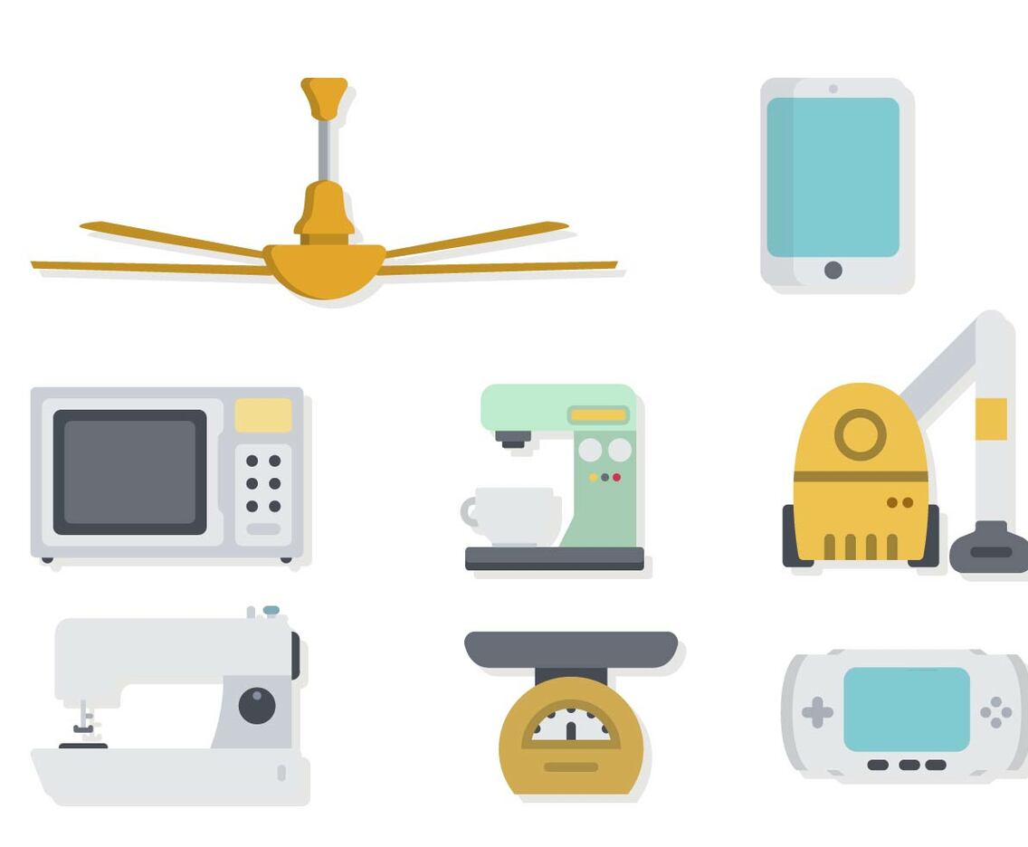 Fun  Flat Home Appliance Vectors