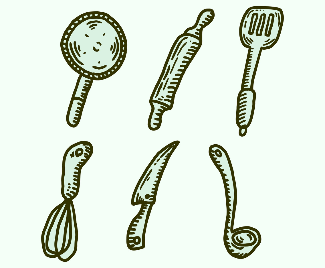 Kitchen Set In Gravure Style
