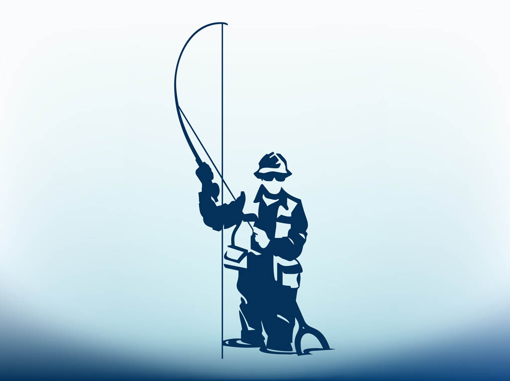 Man With Fishing Pole Vector Art & Graphics