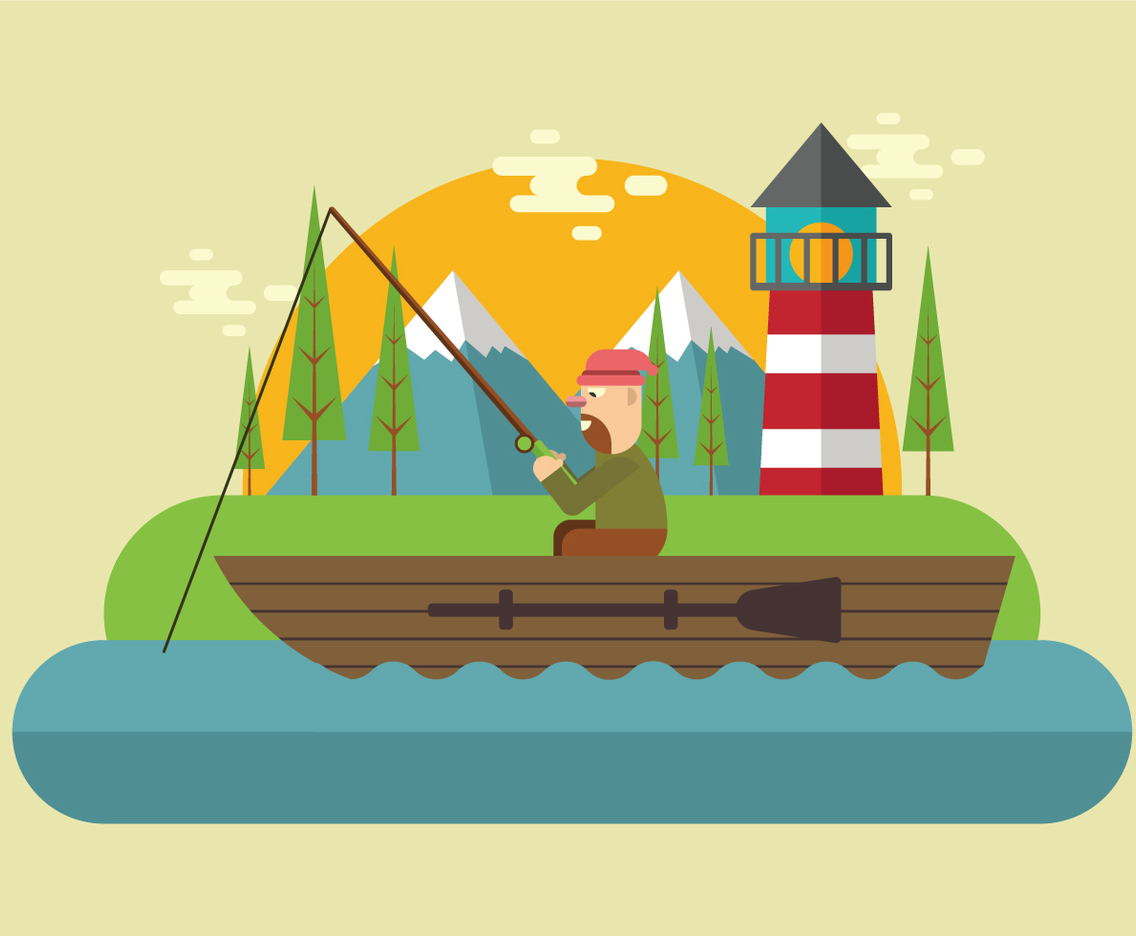 Fishing On The Lake Vector