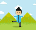 Woman Performs Tai Chi Vector
