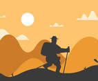 Nordic walking guy illustration