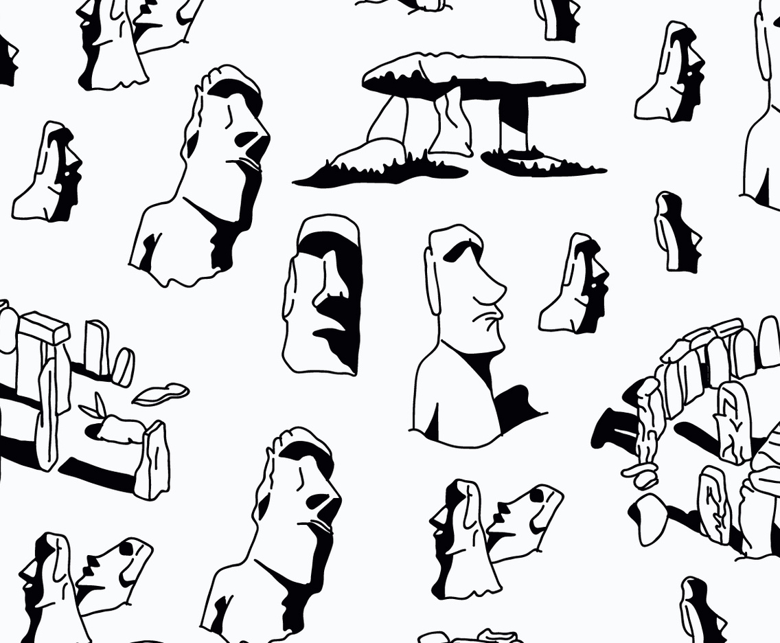 Black  White Easter Island