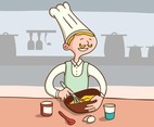 Chef Make Cake On The Kitchen
