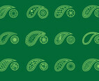 Set Of Cashmere On Green Background