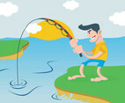 A Man Fishing In The River