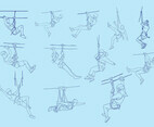People In Zipline Vectors