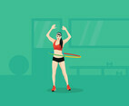 Beautiful Woman Exercising With Hula Hoop
