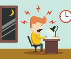 Exhausted Business Man At His Desk