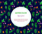 Dark Watercolor Thyme Flowers Vector