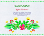 Watercolor Invitation With Thyme Flowers And Leaves