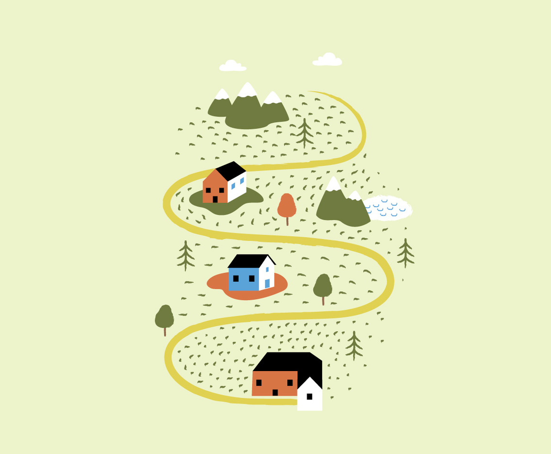 Landscape Houses Illustration