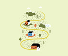 Landscape Houses Illustration