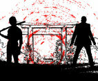 Japanese Yakuza with samurai silhouette