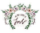 Love Flowers Watercolor Vector