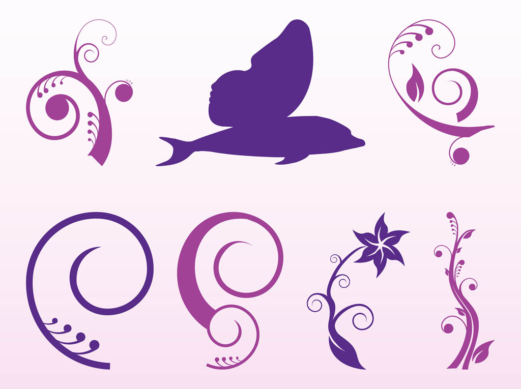 Decorative Flowers And Swirls