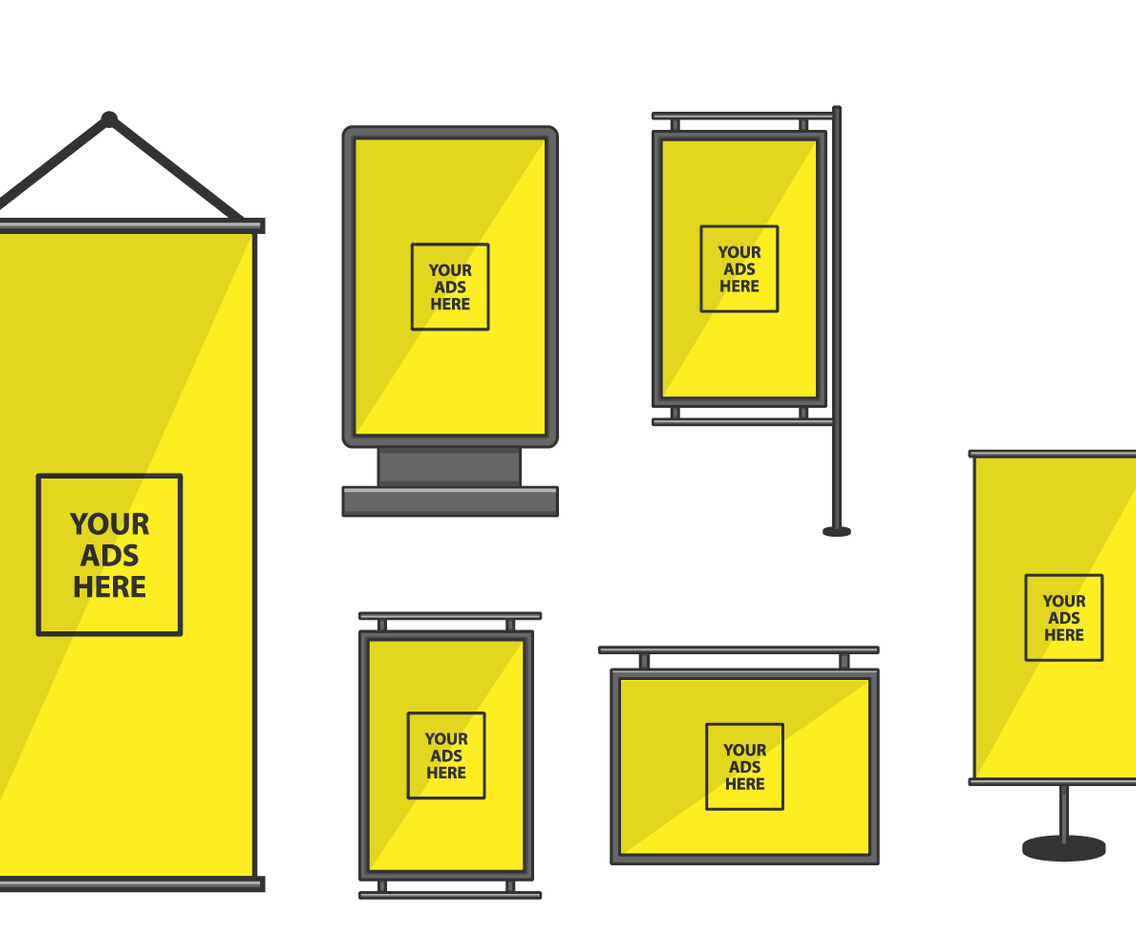 Yellow Kakemono Vector Set