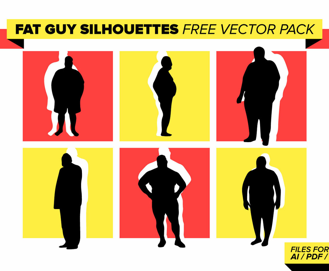 Fat Guy Silhouettes Free Vector Pack