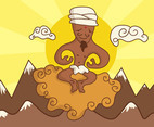 Guru Cartoon Illustration Landscape Vector