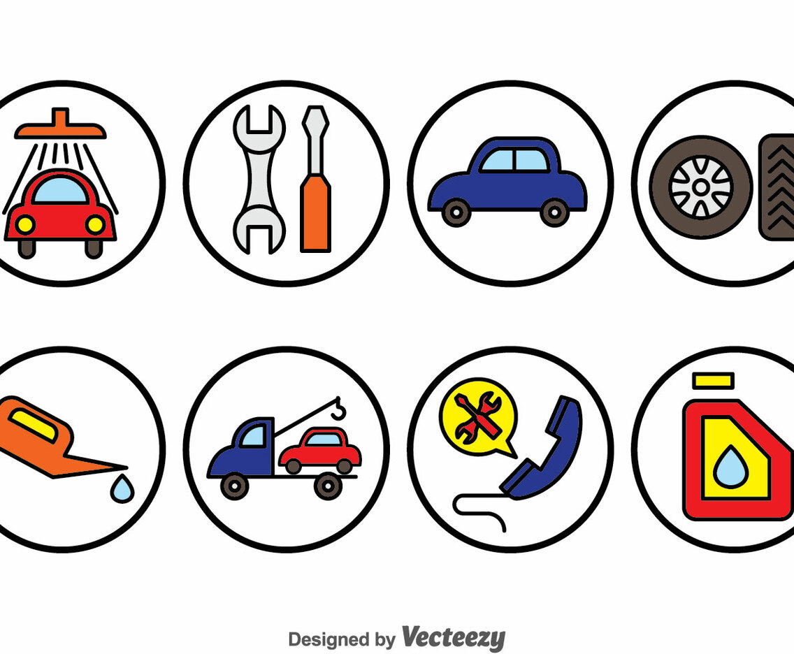 Car Repair Circle Icons