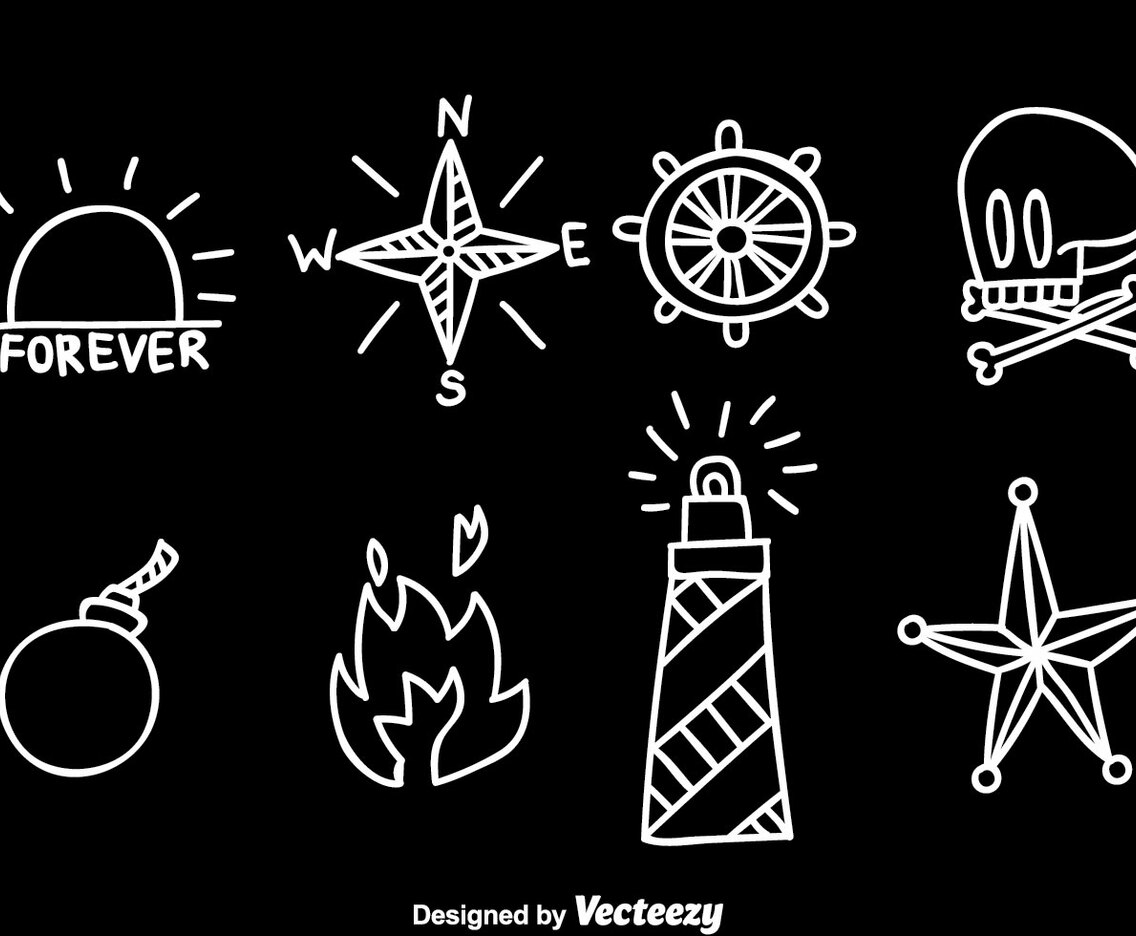 Hand Drawn Old School Tattoo Vector