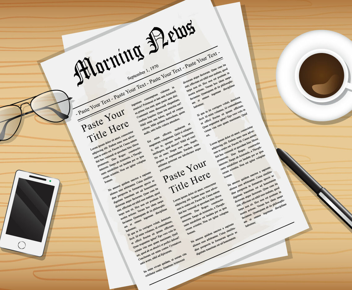 Old Newspaper From Above Vector