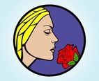 Woman Smelling Rose
