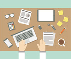 Flat Workspace From Above Illustration