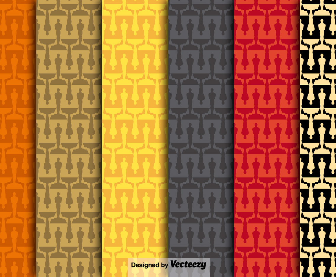 Vector Oscar Statuette Icon Seamless Patterns