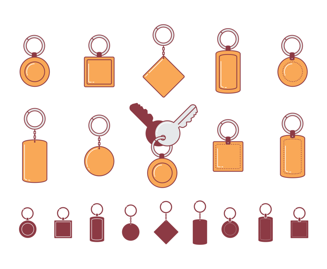 Key Chains Flat Icons Vector Art & Graphics | freevector.com