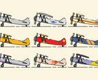 Minimalist Biplane Icon Set