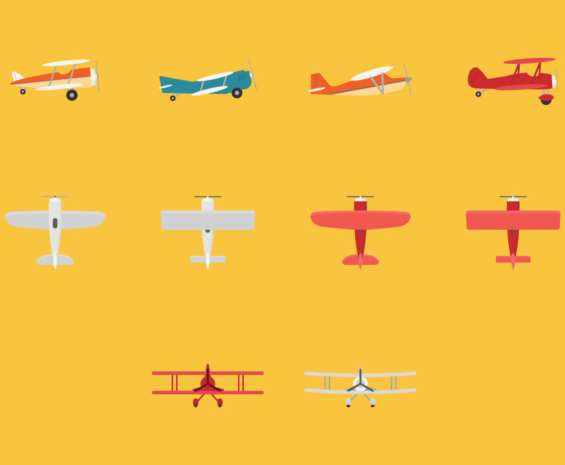 Biplane Icon Set