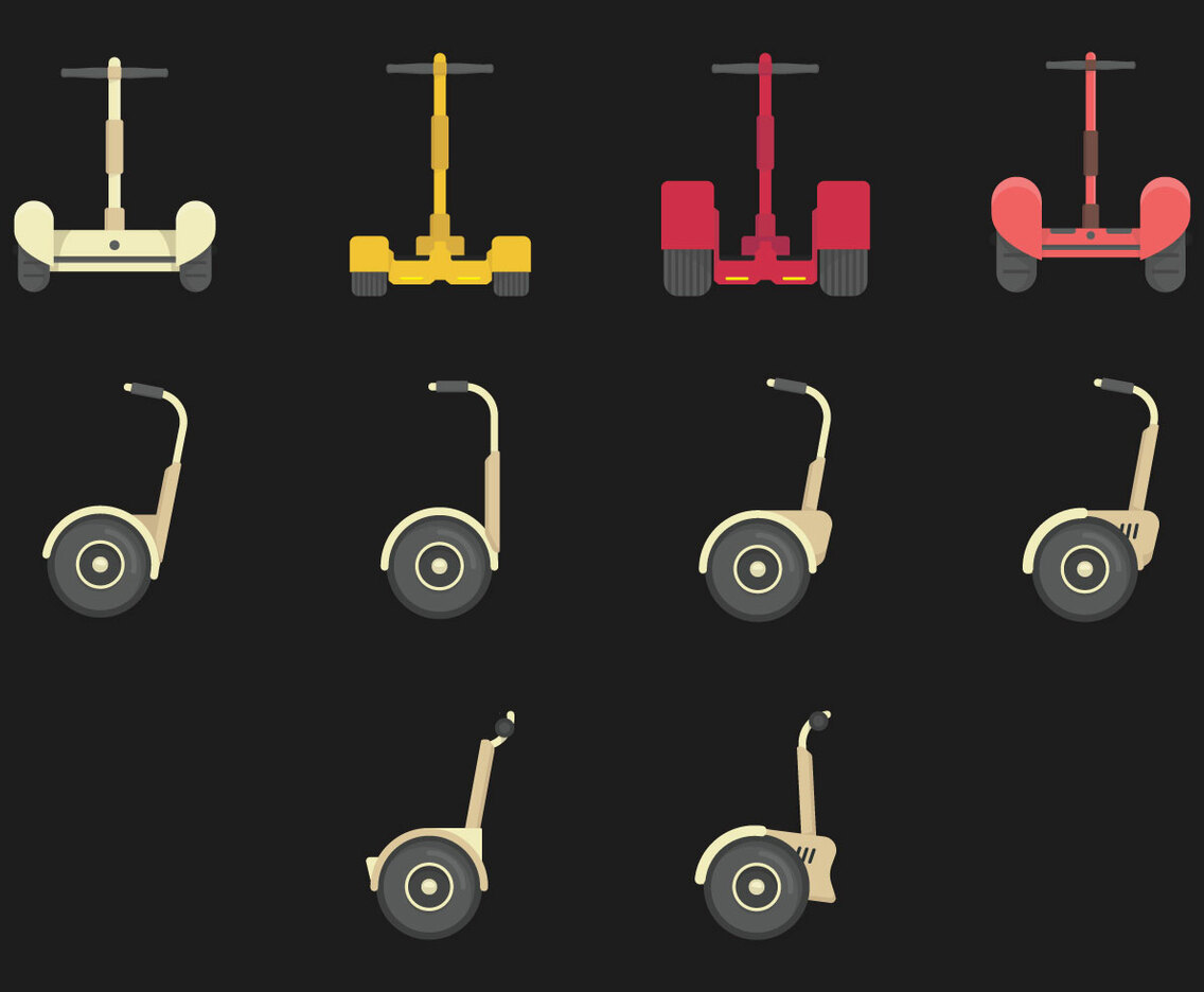 Segway Flat Icon Set Vector Art & Graphics | freevector.com