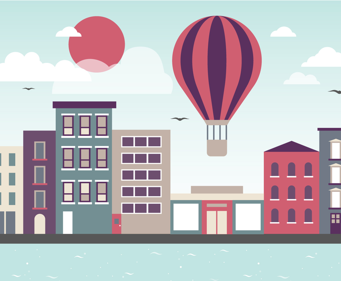 Free Flat Cityscape Vector Illustration