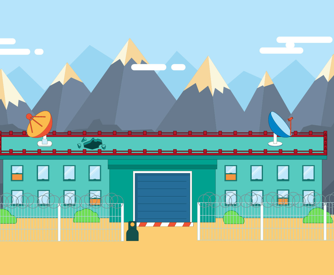Free Flat Secure Building Vector Illustration