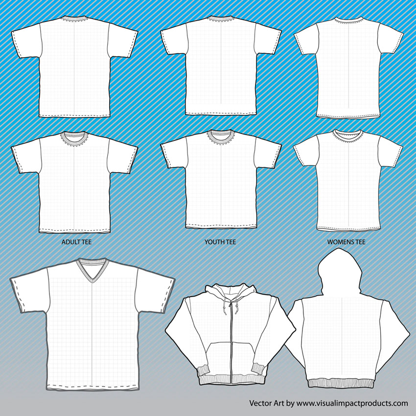 Download T Shirts Mock Up Templates With Grid Vector Art & Graphics ...