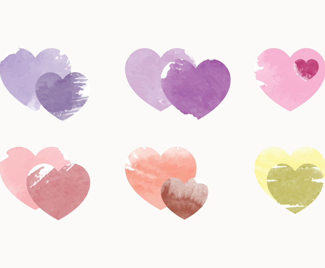 Vector Watercolor Heart Collection