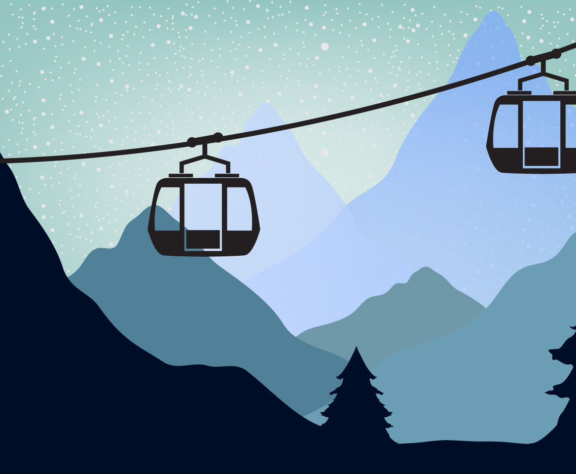 Car Cable Landscape Silhouette Vector illustration