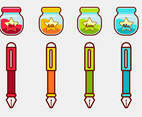 Cute Ink Pot Vector Set