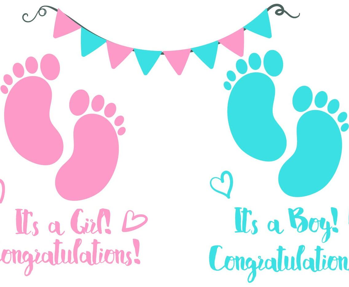Baby Footprint Birth Announcement Vector
