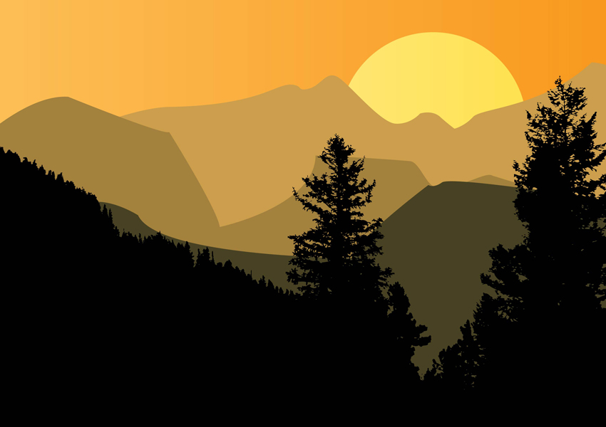 Mountain Sunset Vector Art & Graphics 