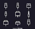 Wire Cable Icons Set