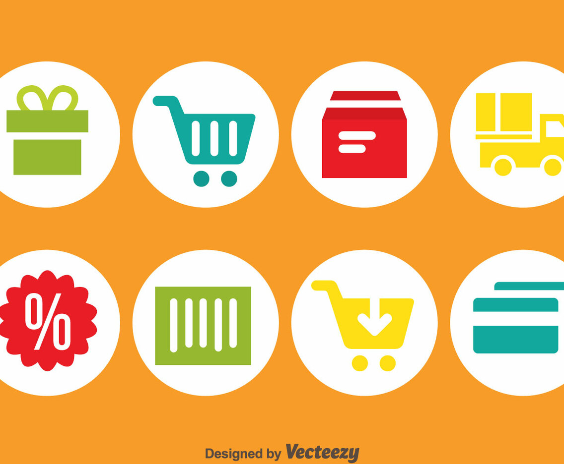 Online Shopping Circle Icons