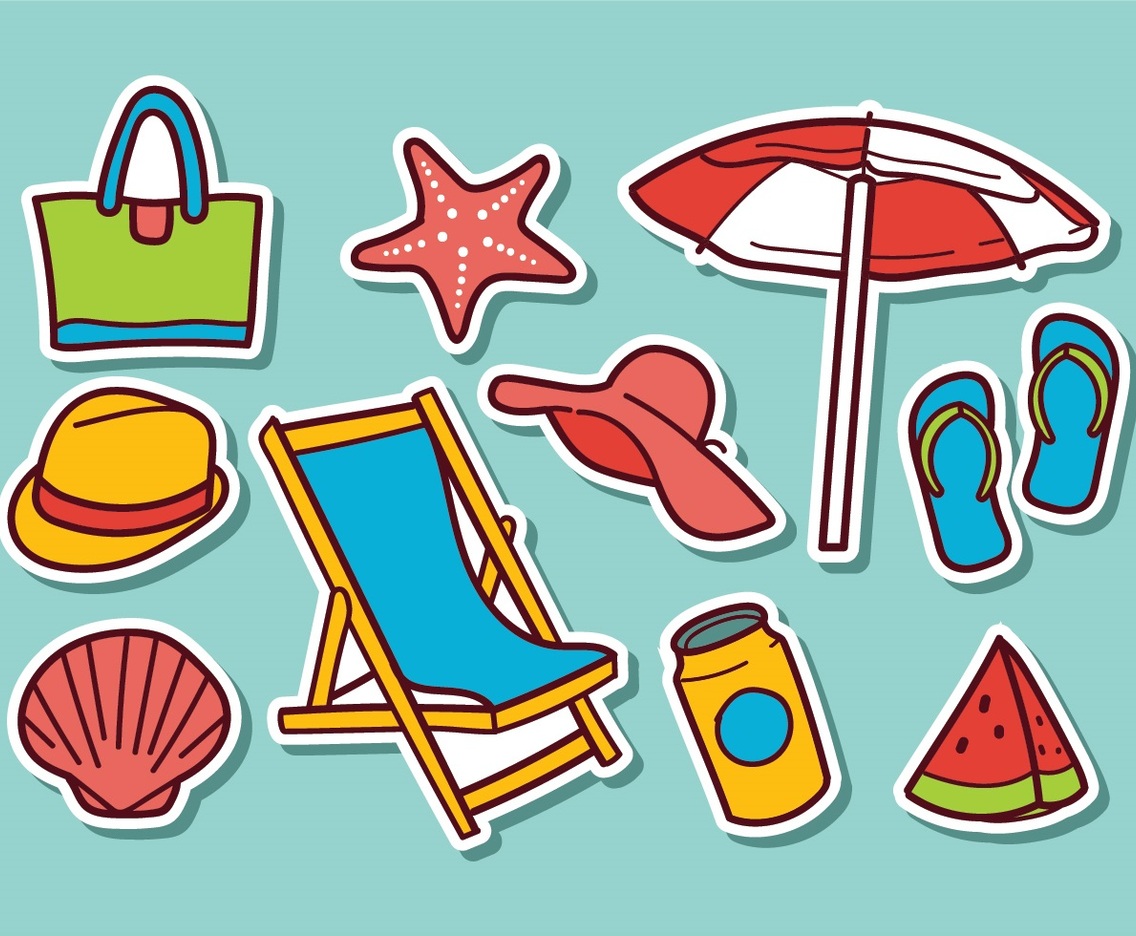 Free Beach Sticker Vectors